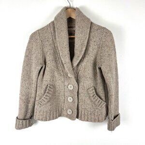VTG Y2K Ruff Hewn Womens Lambswool Chunky Cardigan sz L Shawl Collar 90s Grandpa